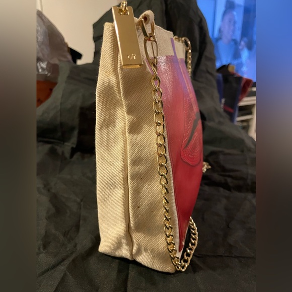 Canvas shoulder/crossbody by-THURSDAY FRIDAY unique bold red beautiful lips - Picture 7 of 10